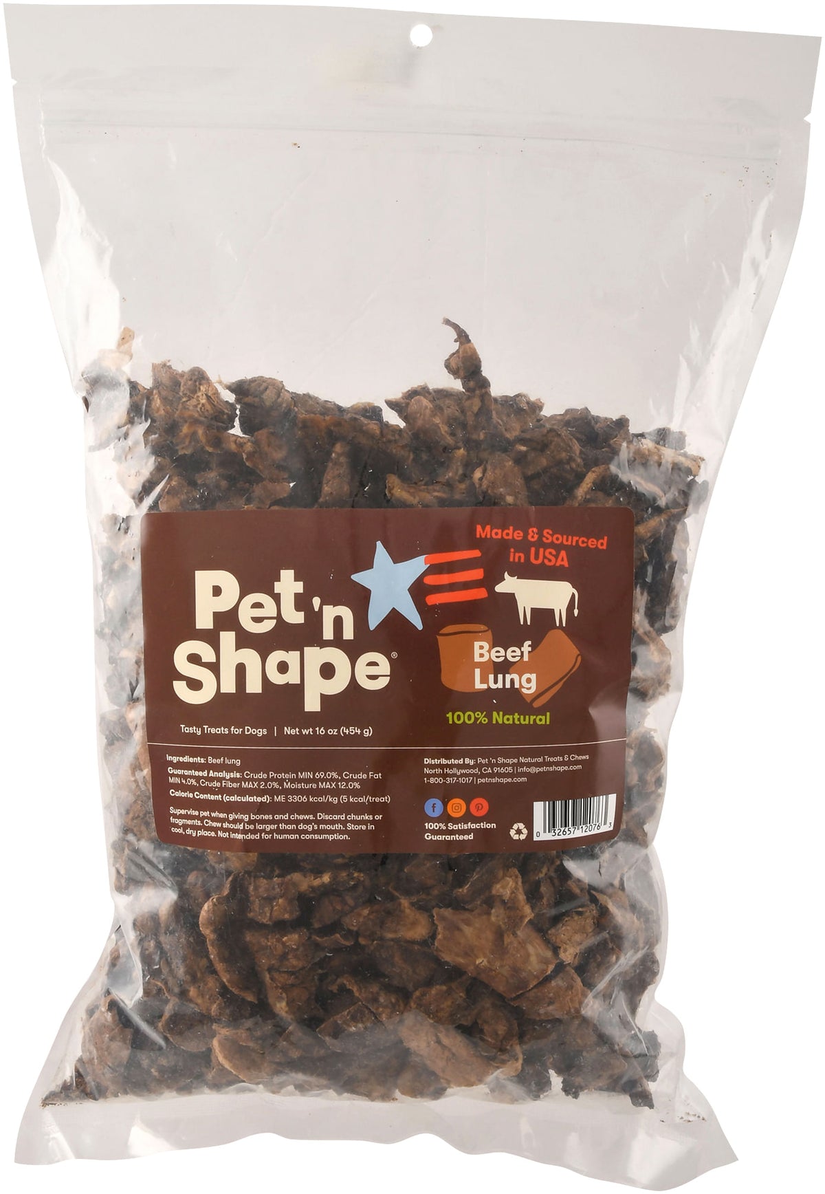 Pet 'n Shape Roasted Beef Lung Treats, 1lb Bites