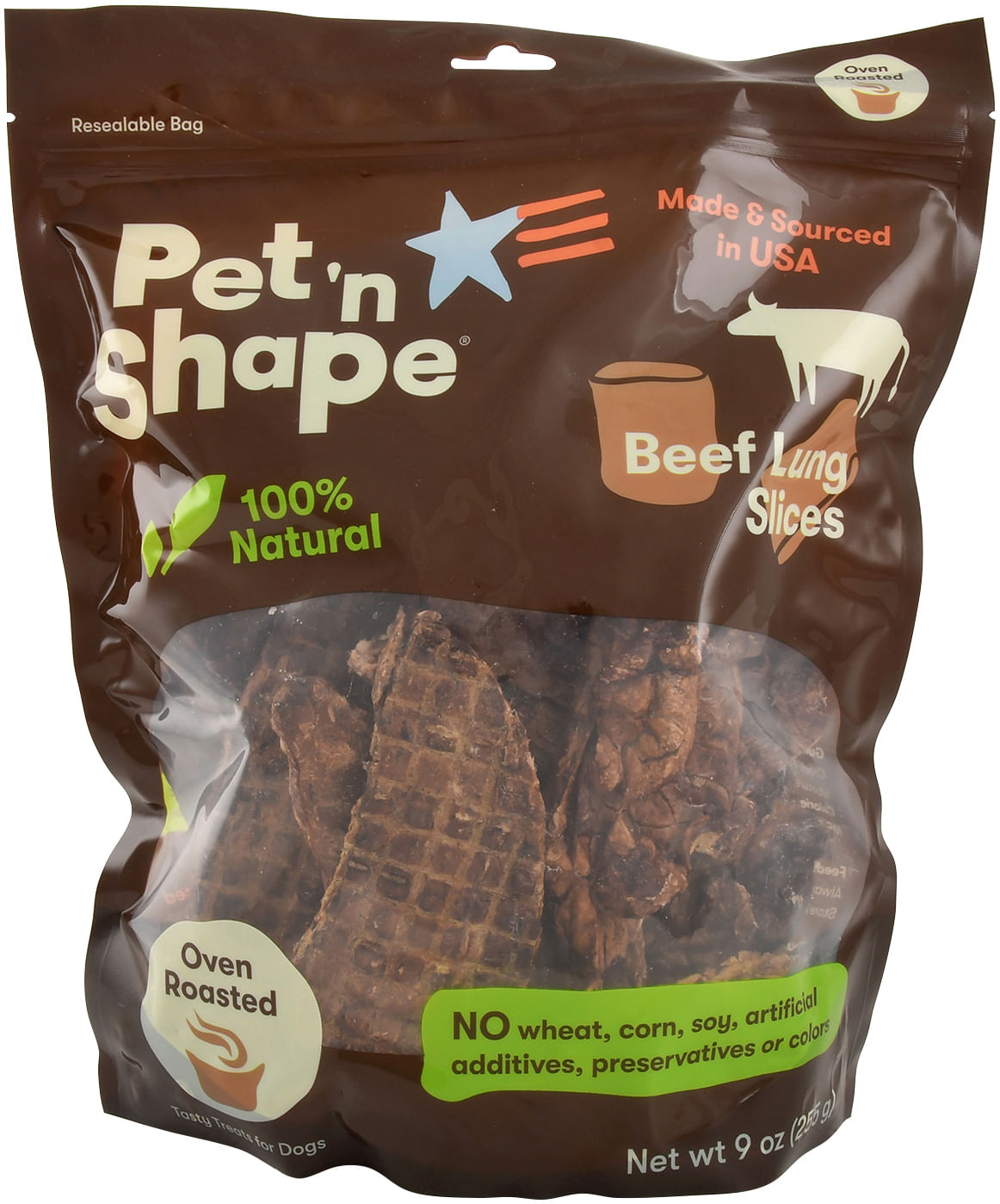 Pet 'n Shape Roasted Beef Lung Treats, 9oz Slices