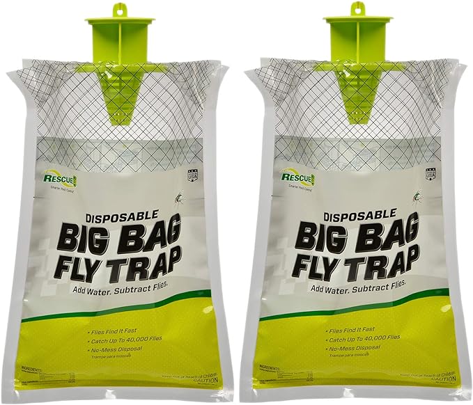 RESCUE! Big Bag Fly Trap – Disposable, Outdoor Use - 2 Traps