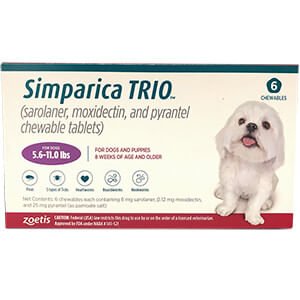 Rx Simparica Trio purple 5.6-11lbs x 6 tablets