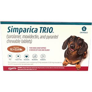 Rx Simparica Trio carmel 11.1-22lbs x 6 tablet
