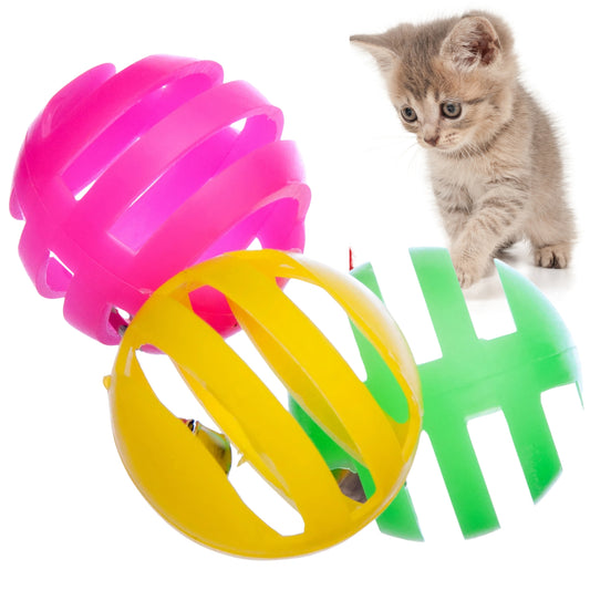Jeffers Pet Lattice Jingle Balls Cat Toy 3 Pack – Colorful Noisemaker Crinkle Toys for Indoor Cats, Kittens, Small Pets – Bell Sound Balls for Chase, Rolling, Playtime Fun at Home or as Gift Idea