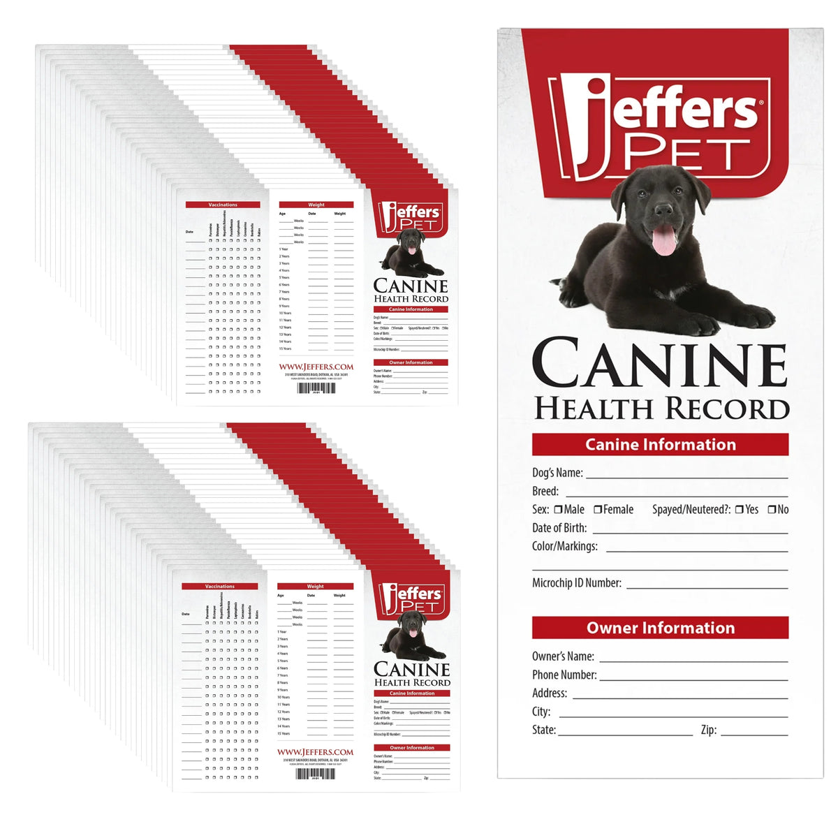 Jeffers Canine Health Records, 50 pack