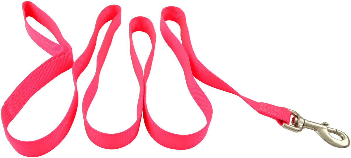 Jeffers Pet Dog Leash 5/8"W x 6'L – Heavy Duty Nylon Lead for Small Medium Large Dogs, Training Walking Leash for Pets, Durable Safety Strap for Outdoor, Indoor, Crate, House Use - Hot Pink