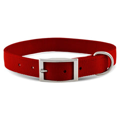 Jeffers Pet Solid Nylon Dog Collars, Red, 1"W x 16"L – Adjustable, Durable & Safe for Dogs, Lightweight & Double Ply Design, Stylish Pet Accessories - Perfect for Training, Walking & Tracker