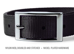 Jeffers Pet Solid Nylon Dog Collars, Black, 1"W x 16"L – Adjustable, Durable & Safe for Dogs, Lightweight & Double Ply Design, Stylish Pet Accessories - Perfect for Training, Walking & Tracker