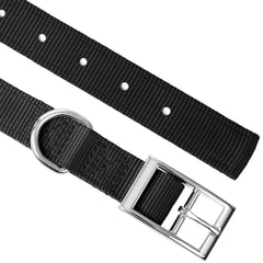 Jeffers Pet Solid Nylon Dog Collars, Black, 1"W x 16"L – Adjustable, Durable & Safe for Dogs, Lightweight & Double Ply Design, Stylish Pet Accessories - Perfect for Training, Walking & Tracker