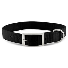 Jeffers Pet Solid Nylon Dog Collars, Black, 1"W x 16"L – Adjustable, Durable & Safe for Dogs, Lightweight & Double Ply Design, Stylish Pet Accessories - Perfect for Training, Walking & Tracker