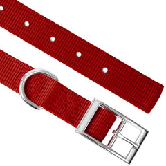 Jeffers Pet Solid Nylon Dog Collars, Red, 1"Wx18"L – Adjustable, Durable & Safe for Dogs, Lightweight & Double Ply Design, Stylish Pet Accessories - Perfect for Training, Walking & Tracker