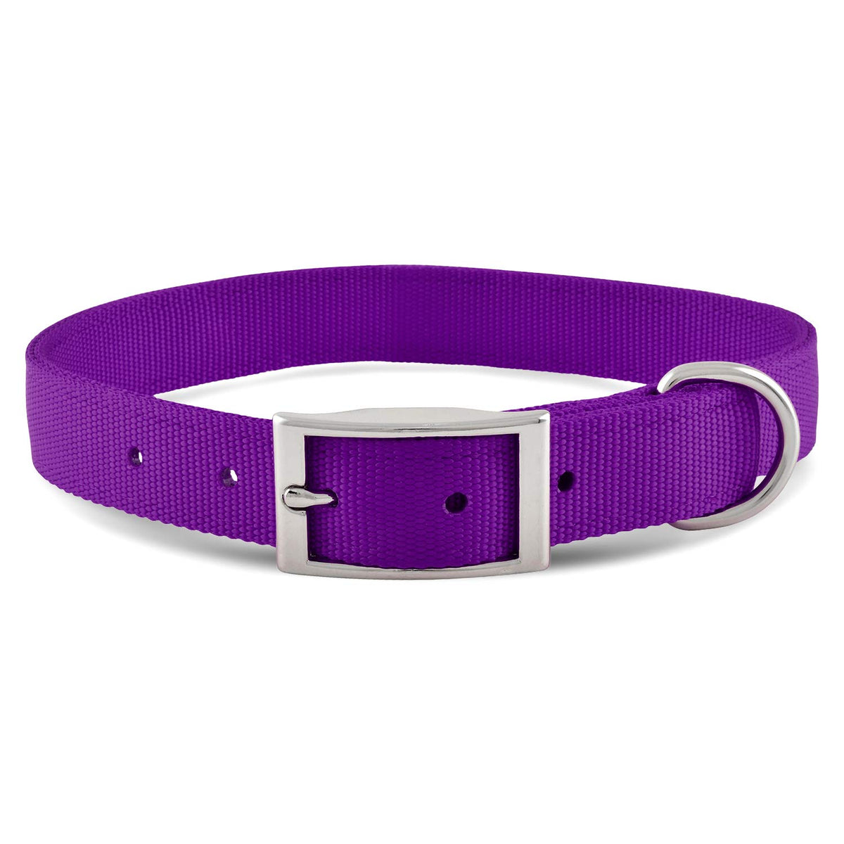 Jeffers Pet Solid Nylon Dog Collars, Purple, 1"Wx18"L – Adjustable, Durable & Safe for Dogs, Lightweight & Double Ply Design, Stylish Pet Accessories - Perfect for Training, Walking & Tracker