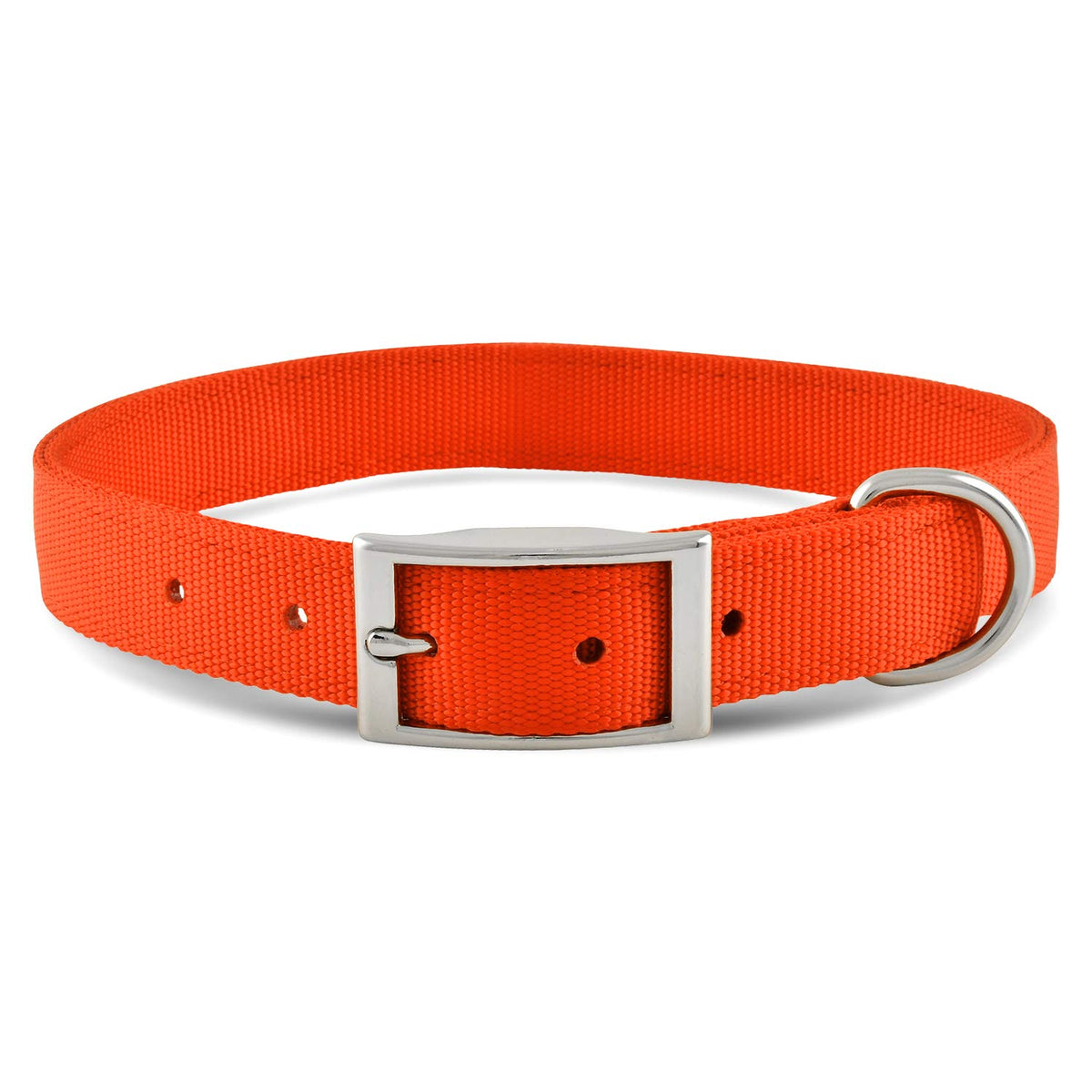 Jeffers Pet Solid Nylon Dog Collars, Orange, 1"Wx18"L – Adjustable, Durable & Safe for Dogs, Lightweight & Double Ply Design, Stylish Pet Accessories - Perfect for Training, Walking & Tracker
