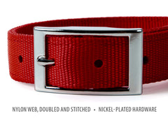 Jeffers Pet Solid Nylon Dog Collars, Red, 1"Wx20"L – Adjustable, Durable & Safe for Dogs, Lightweight & Double Ply Design, Stylish Pet Accessories - Perfect for Training, Walking & Tracker