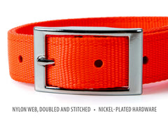 Jeffers Pet Solid Nylon Dog Collars, Orange, 1"Wx20"L – Adjustable, Durable & Safe for Dogs, Lightweight & Double Ply Design, Stylish Pet Accessories - Perfect for Training, Walking & Tracker