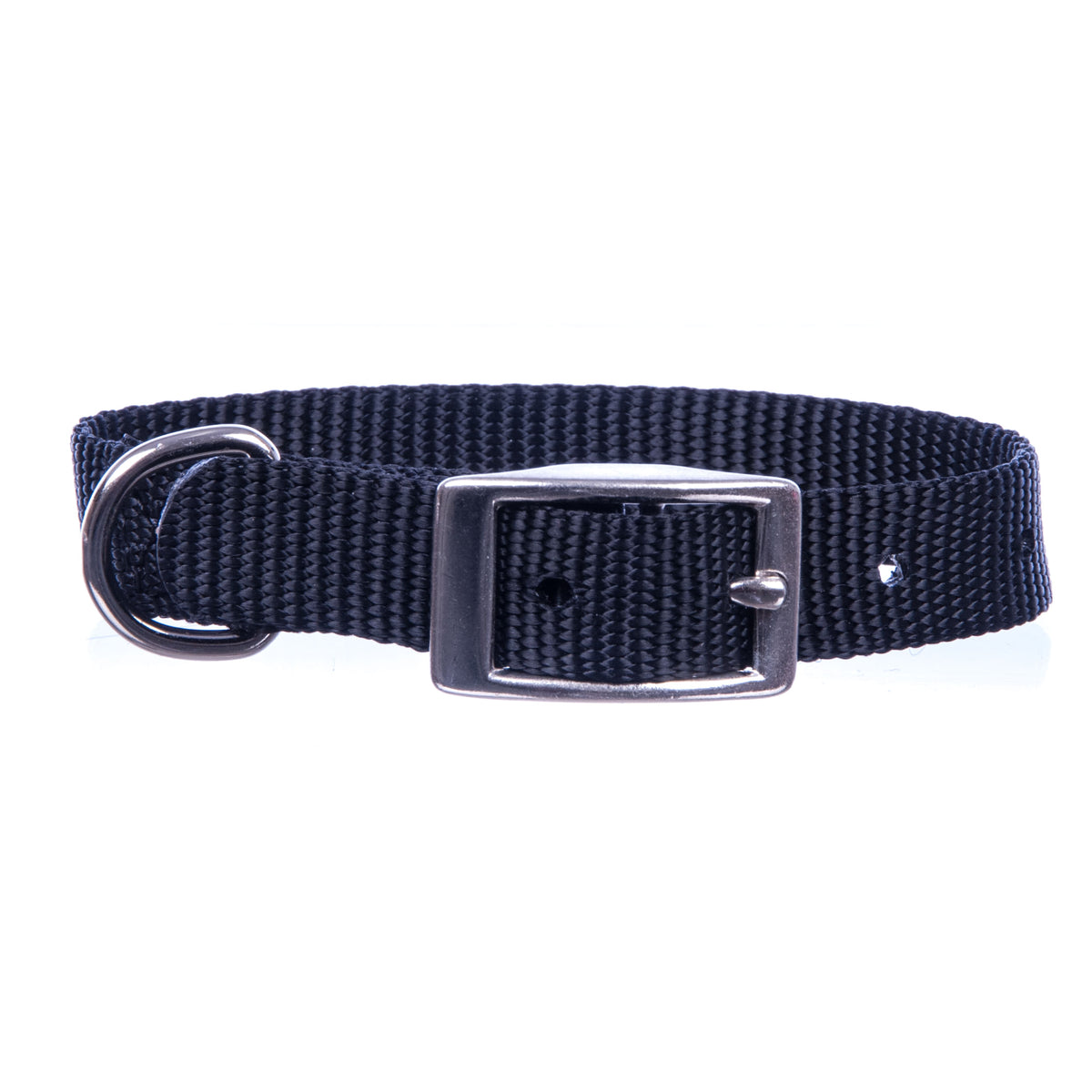 Jeffers Solid Web Nylon Dog Collar with Nickel Plated Hardware, 5/8"Wx18"L - Adjustable Durable Nylon Pet Collar for Small to Medium Dog, Perfect for Walking, Training, Travel, & Outdoor - Black