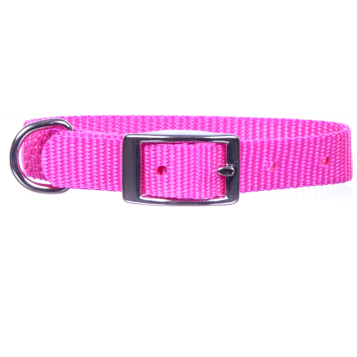 Jeffers Pet Solid Nylon Dog Collars, Pink, 5/8"W x 18"L – Adjustable, Durable & Safe for Dogs, Lightweight & Double Ply Design, Stylish Pet Accessories - Perfect for Training, Walking & Tracker