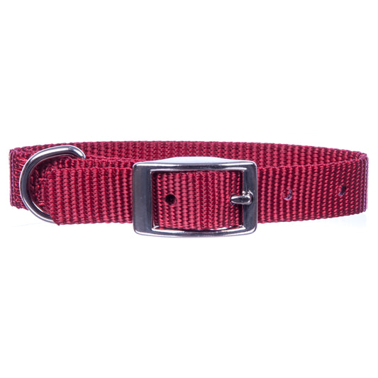 Jeffers Pet Solid Nylon Dog Collars, Red, 5/8"W x 18"L – Adjustable, Durable & Safe for Dogs, Lightweight & Double Ply Design, Stylish Pet Accessories - Perfect for Training, Walking & Tracker