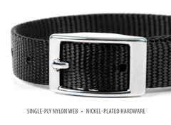 Jeffers Solid Web Nylon Dog Collar with Nickel Plated Hardware, 5/8"Wx10"L - Adjustable Durable Nylon Pet Collar for Small to Medium Dog, Perfect for Walking, Training, Travel, & Outdoor - Black