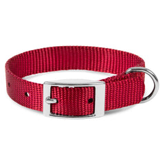 Jeffers Solid Web Nylon Dog Collar with Nickel Plated Hardware, 5/8"Wx14"L - Adjustable Durable Nylon Pet Collar for Small to Medium Dog, Perfect for Walking, Training, Travel, & Outdoor - Red