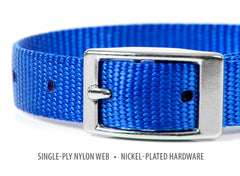 Jeffers Solid Web Nylon Dog Collar with Nickel Plated Hardware, 5/8"Wx14"L - Adjustable Durable Nylon Pet Collar for Small to Medium Dog, Perfect for Walking, Training, Travel, & Outdoor - Royal Blue