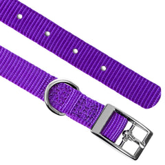 Jeffers Pet Solid Nylon Dog Collars, Purple, 5/8"Wx14"L – Adjustable, Durable & Safe for Dogs, Lightweight & Double Ply Design, Stylish Pet Accessories - Perfect for Training, Walking & Tracker