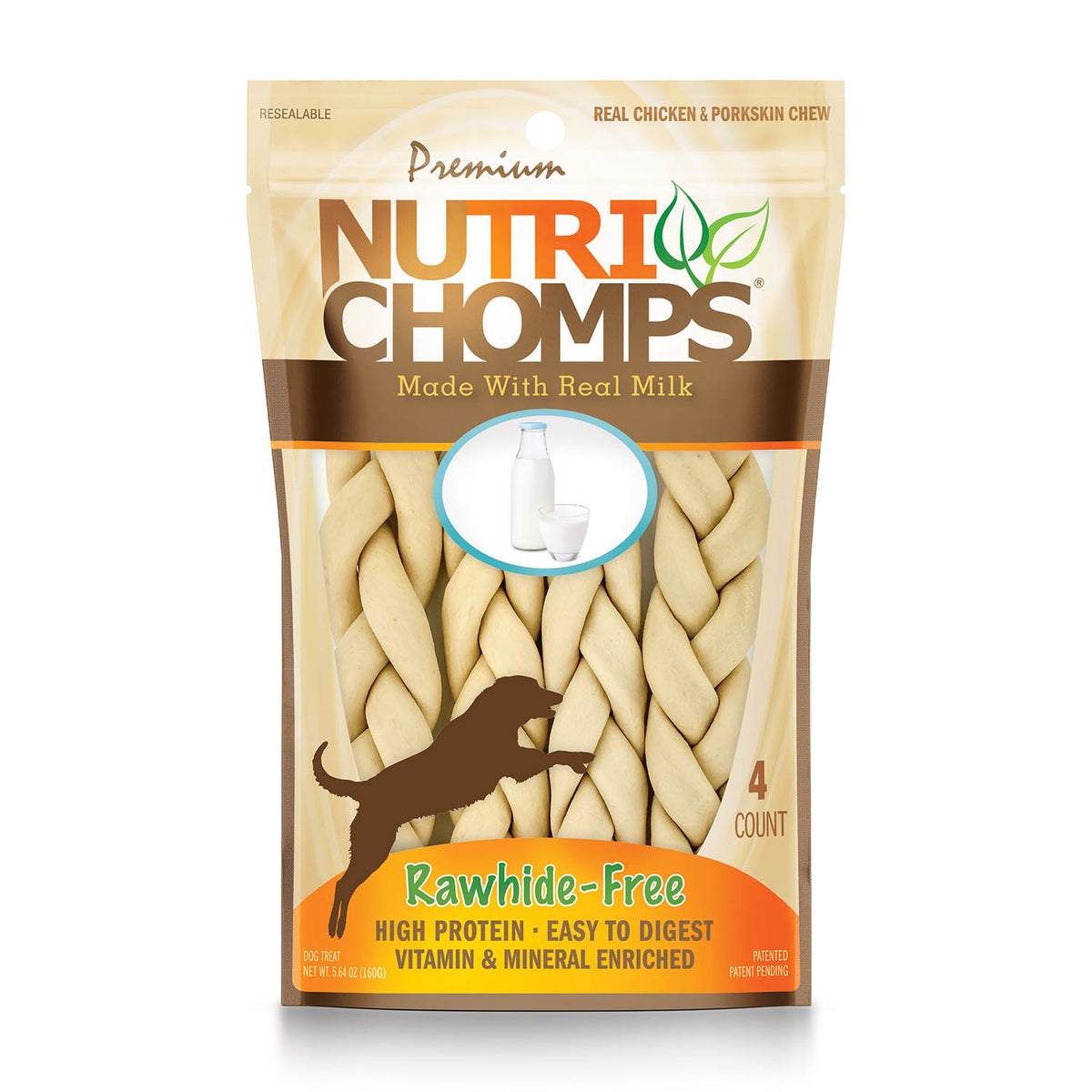 NutriChomps 4ct 6” Milk Flavor Braid