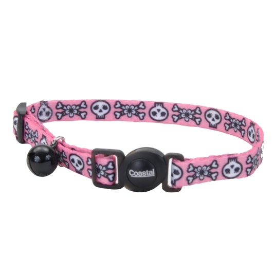 Coastal Products Safe Cat Fashion Adjustable Breakaway Collar-Skulls Pink