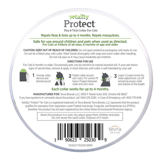 Vetality Protect Flea & Tick Collar for Cats