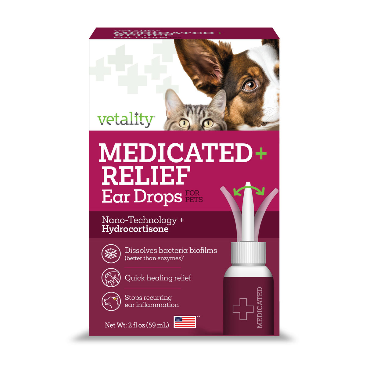 Vetality Medicated Relief Ear Drops for Pets
