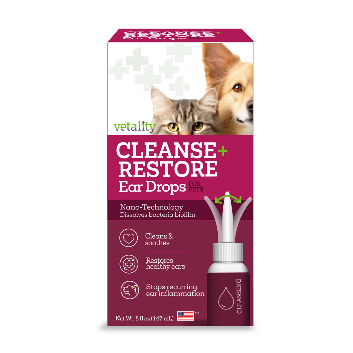 Vetality Cleansing Restore Ear Drops for Pets