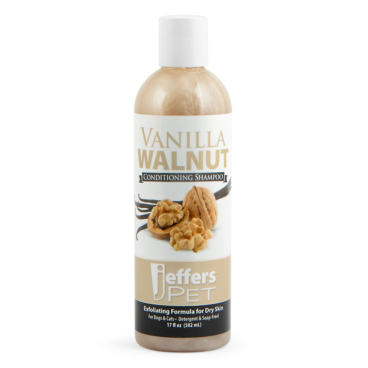 Jeffers Pet Vanilla Walnut Conditioning Dog & Cat Shampoo, 17 oz – Deodorizing Grooming Wash, Coconut Based Soap Free Formula, Walnut Oil & Vanilla Extract, Vitamins A D E, Concentrated Coat Care