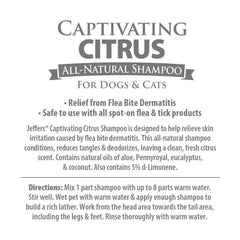 Jeffers Pet Captivating Citrus Dog & Cat Shampoo, 17 oz - Concentrated Deodorizing Pet Shampoo for Bathing & Coat Cleansing, Soap Free Formula with Aloe Vera, Coconut Oil & Eucalyptus, USA Made