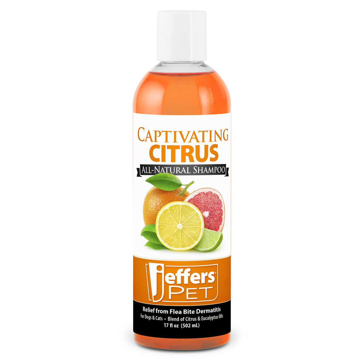 Jeffers Pet Captivating Citrus Dog & Cat Shampoo, 17 oz - Concentrated Deodorizing Pet Shampoo for Bathing & Coat Cleansing, Soap Free Formula with Aloe Vera, Coconut Oil & Eucalyptus, USA Made