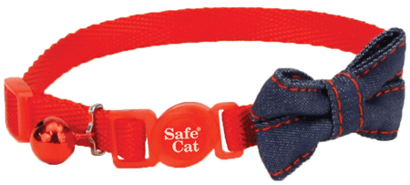 طوق COASTAL Safe Cat Embellished Fashion Collar مقاس 3/8 بوصة × 8-12 بوصة أحمر