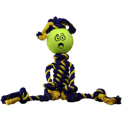 PETSPORT Twisted Chews Medium Braided Cotton Rope Rasta Man w/Tuff Ball 18"