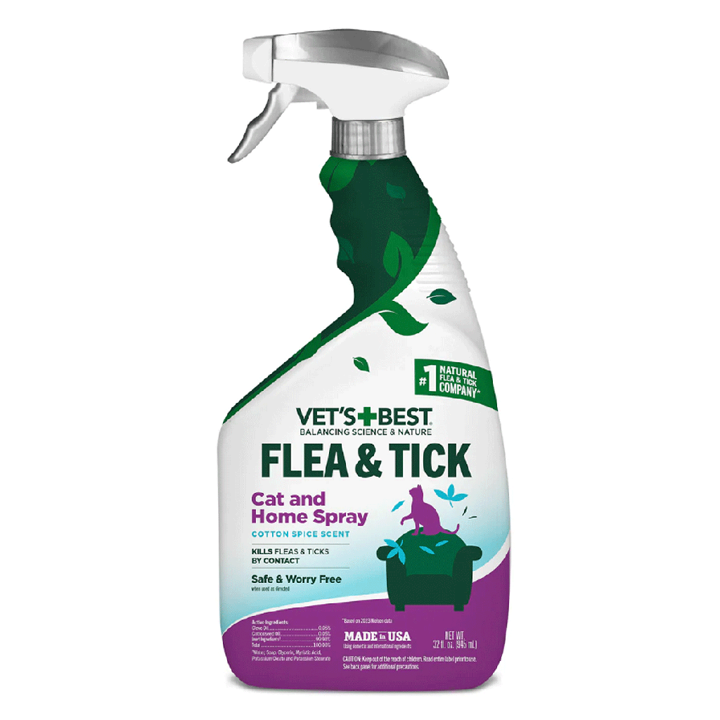 *VETS BEST Flea + Tick Home Spray For Cats 32oz