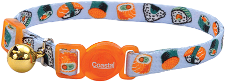 طوق قطط COASTAL Safe Cat Fashion Breakaway - سوشي على اللون الأزرق