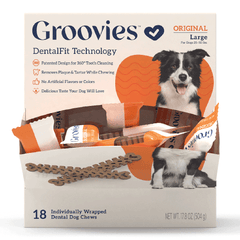 GROOVIES Dog Dental Chews Gravity Box Large 18ct