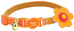 طوق COASTAL Safe Cat الأنيق المزين بالقطط، مخطط برتقالي، مقاس 3/8 بوصة × 8-12 بوصة