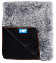 *PAW PupProtector Waterproof Throw Blanket Faux Fur Charcoal Grey Original