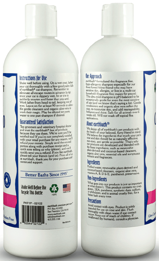 EARTHBATH Hypo-Allergenic Cat Shampoo Fragrance Free 16oz