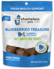 SHAMELESS PETS Soft Baked Dog Treats Blueberried Treasure 6oz