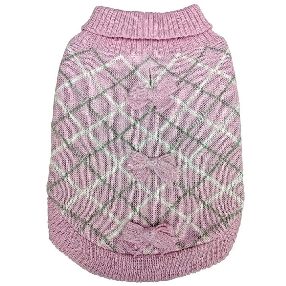 FASHION PET Pretty In Plaid Pink Sweater XXS