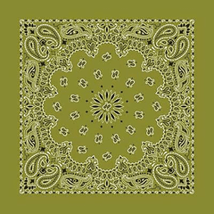 *BANDANNA Paisley Olive 12pk