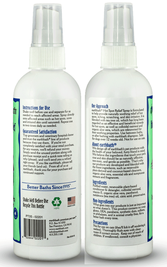EARTHBATH Hot Spot Relief Spray Tea Tree Oil & Aloe Vera 8oz