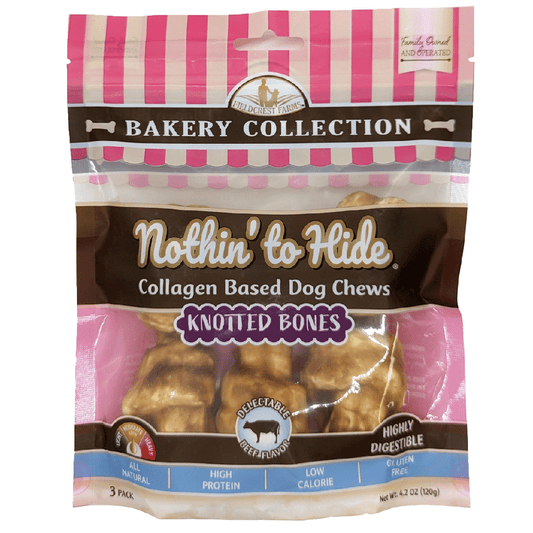 *NOTHIN' TO HIDE Bakery Beef Knotted Bone 4" 3pk