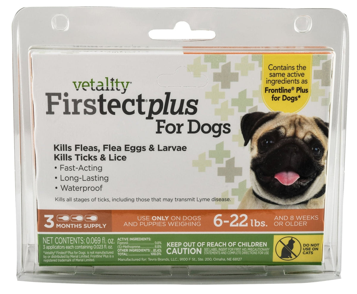 3-pk Vetality Firstect Plus for Dogs Size: Dogs 6-22 lb