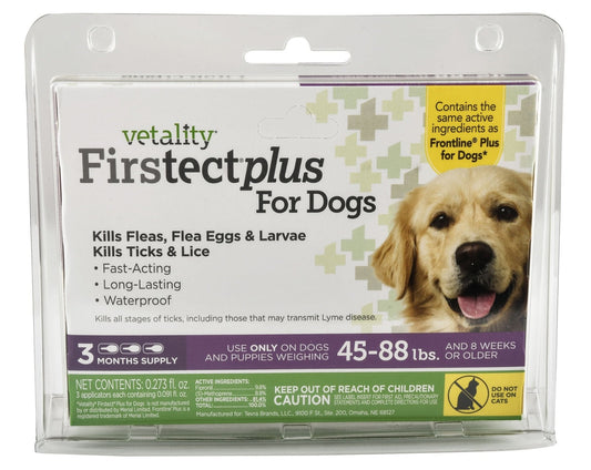 3-pk Vetality Firstect Plus for Dogs 45-88 lb
