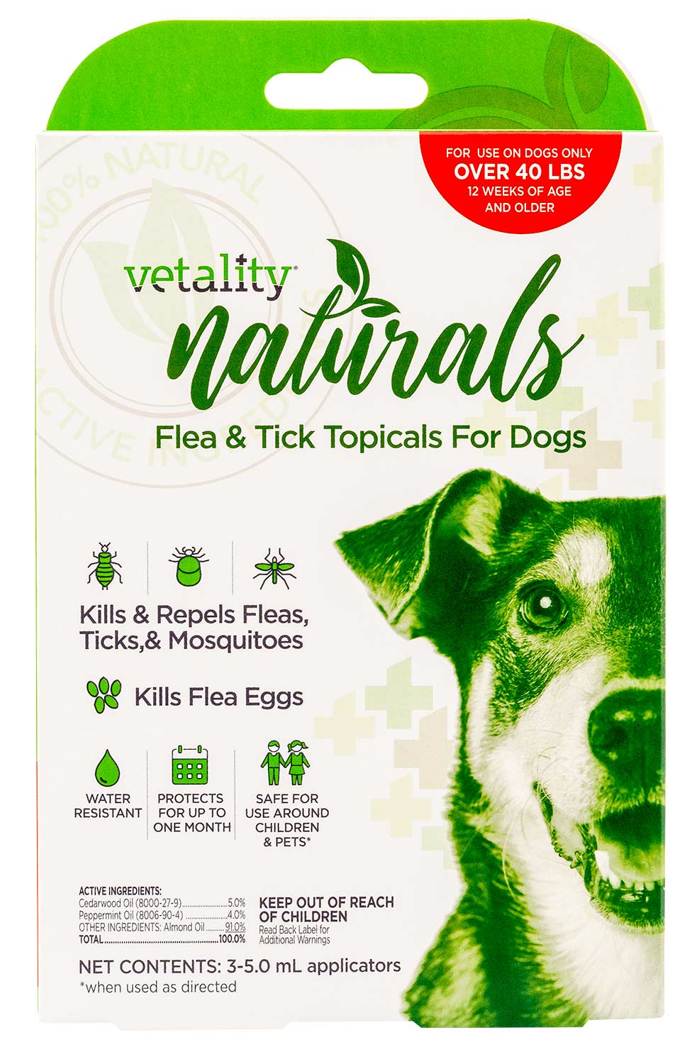 3-pk Vetality Naturals Flea & Tick Topicals for Dogs Size: Dog over 40 lb