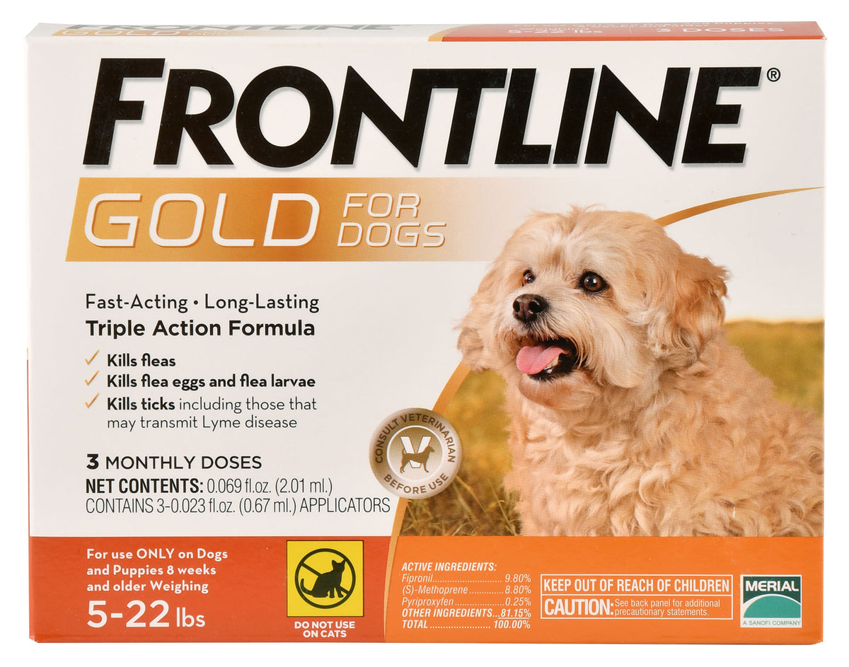 Frontline Gold, 3 pack, Dogs 5-22 lb