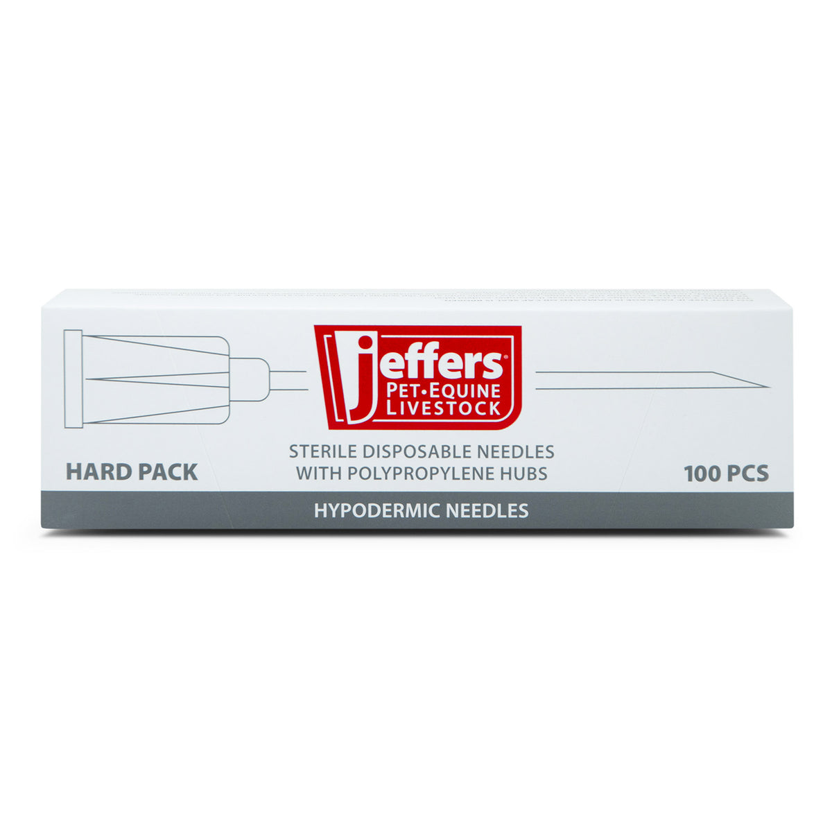 Jeffers Poly Hub Veterinary Needles 100 Pack – Sterile Hypodermic Needles for Injections, Luer Lock & Slip Syringes – Medical Lab Supplies for Cattle, Goat, Pets, Livestock, Vet Use - 16ga x 1"